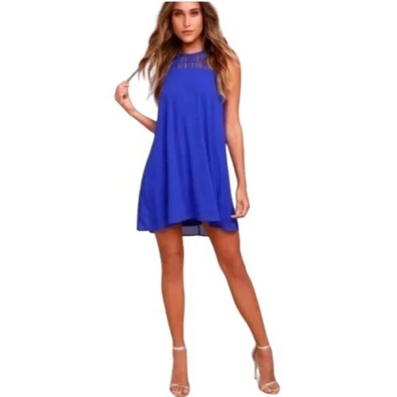 Lulus Royal Blue Halter Swing Dress Size Small - Picture 2 of 10